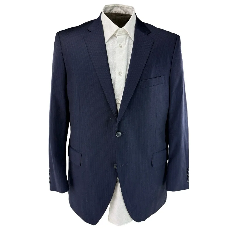 Peter Millar Blue Stripe Wool Blazer 2 Button Double‎ Vent Men's Size 44R